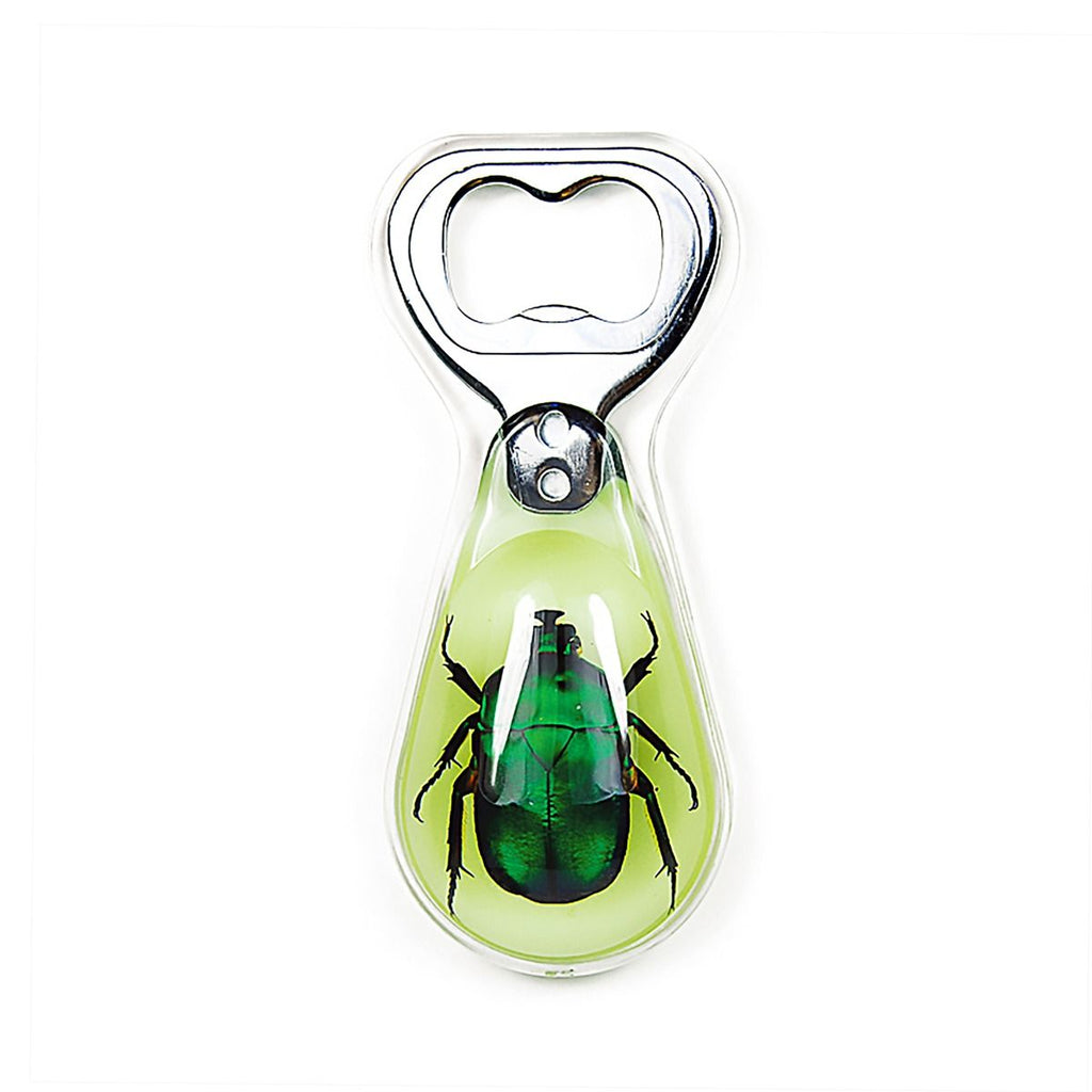 Real June Bug Magnetic Glow In The Dark Bottle Opener With Red Resin Real Nature Gifts
