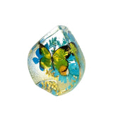 Real Butterfly & Flowers in Tear Drop Resin Paperweight Blue Flower – Desktop Decoration (2.5” x 2.5” x 1.5”)