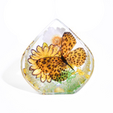 Real Butterfly & Flowers in Tear Drop Resin Paperweight – Desktop Decoration (2.5” x 2.5” x 1.5”)