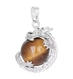 Dragon Wrapped Tiger Eye Pendant   – Natural Stone Energy Charm - Real Nature Gifts