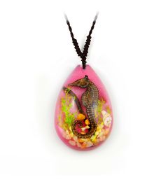 A - Real Seahorse Necklace, Pink Real Nature Gift