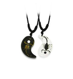 Real Black /White Yin-Yang Scorpion Necklace Real Nature Gift Jewelry With Box