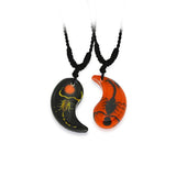Real Bark Scorpion and Emperor Scorpion Red / Black Yin-Yang Friendship / Valentines Necklace Real Nature Gift