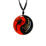Real Bark Scorpion and Emperor Scorpion Black / Red Yin-Yang Necklace Real Nature Gift