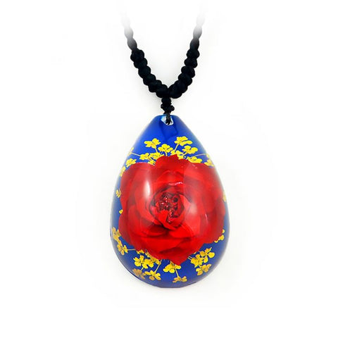 A - Real Rose Teardrop Shape Necklace Real Nature Gift