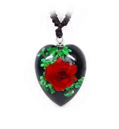 A - Real Rose Heart Shape Necklace Real Nature Gift