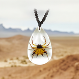 Real Spider Necklace Teardrop Shaped Clear Spiny back Spider Real Nature Gift