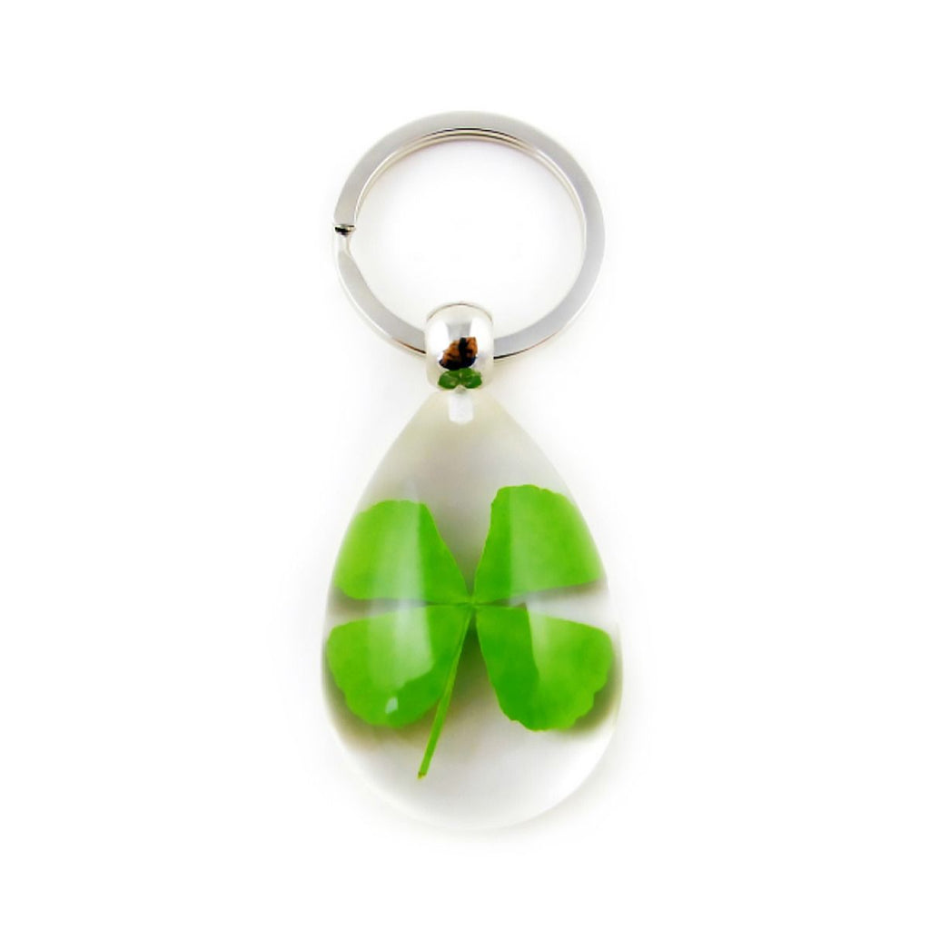 Real 4 Leaf Clover Clear Teardrop Keychain Clear – Real Nature Gifts