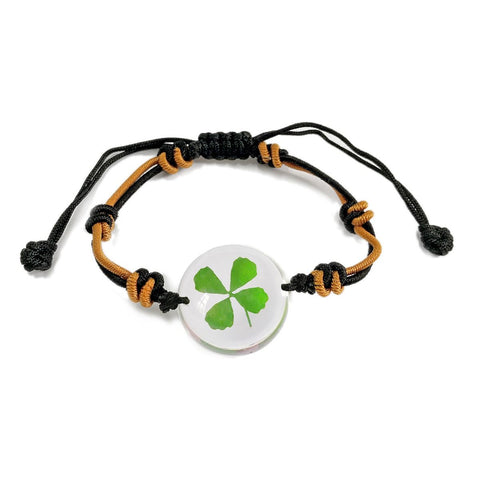 Real 4 Leaf Clover Clear Teardrop Bracelet in Resin – Real Nature Gifts