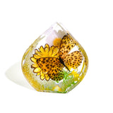 Real Butterfly & Flowers in Tear Drop Resin Paperweight Leopard Butterfly – Desktop Decoration (2.5” x 2.5” x 1.5”)