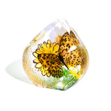 Real Butterfly & Flowers in Tear Drop Resin Paperweight Leopard Butterfly – Desktop Decoration (2.5” x 2.5” x 1.5”)