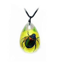 A - Real Rutelian Beetle Necklace with Nylon Cord Real Nature Gift